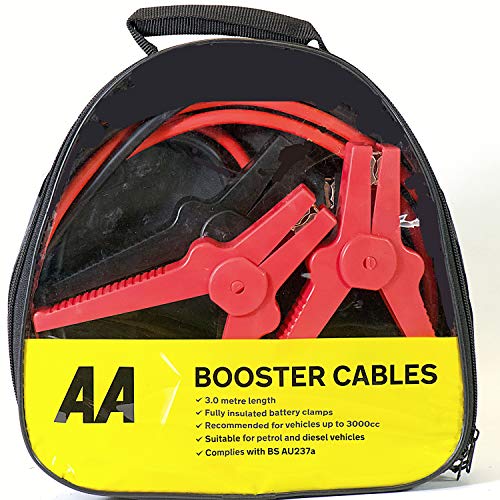 AA AA4550 - Cables de Arranque para Coche, para Motores de Gasolina y Diésel de Hasta 2.5 L/2500 CC, 250 A, 3 m de Cable, con Bolsa de Almacenamiento