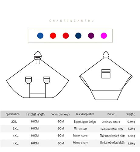 AA-SS Rain Cape Coat, JXSD- Impermeable con Capucha Universal Impermeable para Scooters de Movilidad Motocicletas Motos Bicicleta Aumentar El Engrosamiento Poncho Impermeable