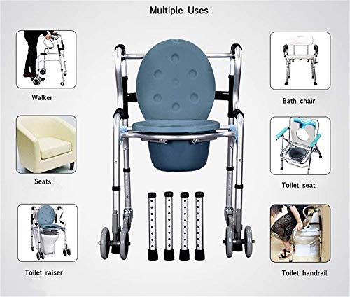 AccessoriesLa cómoda silla y asiento de inodoro acolchada, silla de ducha con las ruedas, silla de ducha de transporte, para embarazadas, ancianos y discapacitados