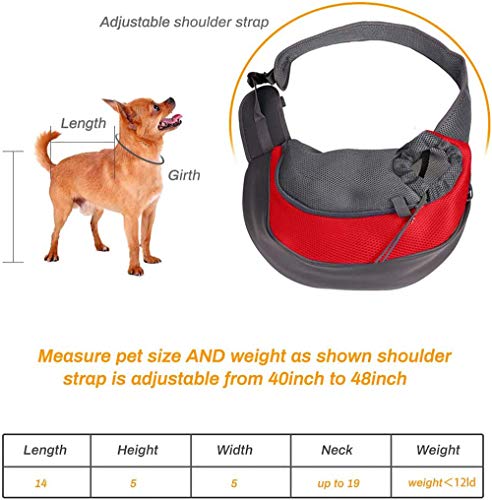 Achort - Transportador de mascotas manos libres, bandolera con bolsa de transporte para perros pequeños y gatos, bolsa de malla transpirable para viajes, exteriores, paseos, metro, máx 5,4 kg (rojo)