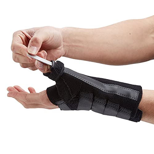 Actesso Órtesis muñequera Sanitaria para Pulgar fracturas de escafoides, túnel carpiano o esguinces (Negro, Mediana Izquierda)