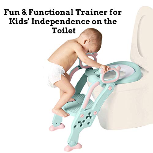 Adaptador WC para Niños con Escalera Antideslizante, Altura Ajustable-Reductor WC/Orinal Plegable para Niños.