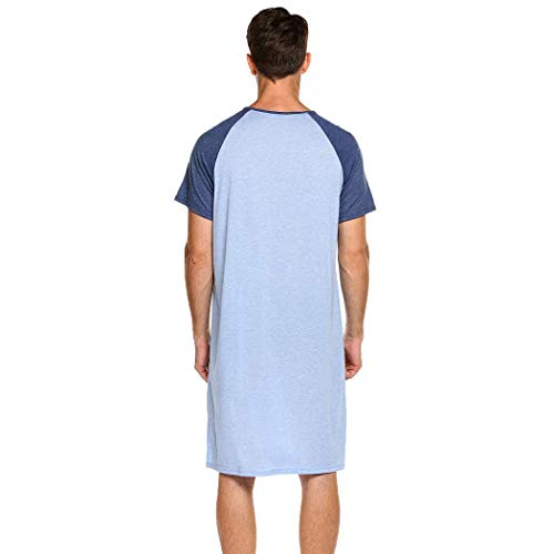 ADOMES Hombre Camisones Pijamas de Manga Corta Ropa de Dormir Ligera para el Hospital de Verano en casa M-XXXL