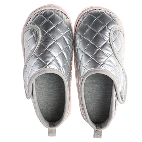 AELEGASN Pantuflas de Maternidad Jardín Pantuflas Impermeable Pies Hinchados Zapatillas Ajustables Mujer con Forro Pelusa Caliente Pantuflas Interior Zapatillas,Gris,38 39