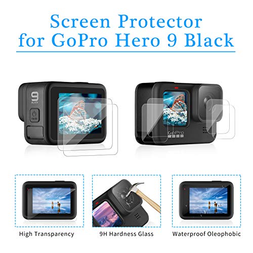 AFAITH Kit de Accesorios para Gopro Hero 10 9 Black,Estuche de Almacenamiento+Estuche de Silicona+Funda Impermeable+Filtro de Buceo+ Película antivaho+película templada Sesión para Gopro Hero 10 9