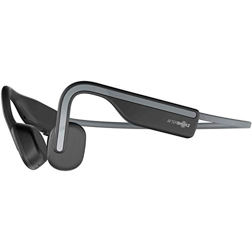 AfterShokz OpenMove, Auriculares Deportivos Inalámbricos con Bluetooth 5.0, Tecnología de Conducción Ósea, Carga USB-C, Micrófono Incorporado, Diseño Open-Ear, Gris