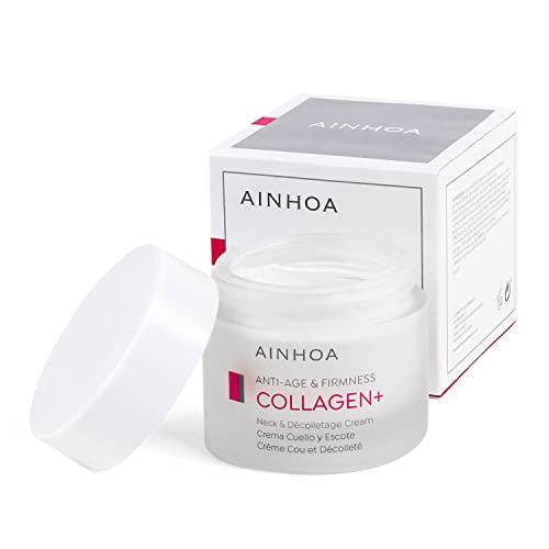 AINHOA Cosmetics - COLLAGEN+ Crema Cuello y Escote 50 ml - Tratamiento Facial Antiedad, Reafirmante, Hidratante y Antiarrugas con Colágeno marino para Mujer - Día/Noche- Calidad Profesional