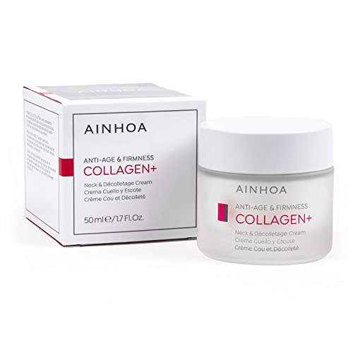 AINHOA Cosmetics - COLLAGEN+ Crema Cuello y Escote 50 ml - Tratamiento Facial Antiedad, Reafirmante, Hidratante y Antiarrugas con Colágeno marino para Mujer - Día/Noche- Calidad Profesional