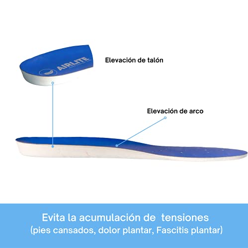 AIRLITE COMFORT Plantillas - Pies cansados, Dolor arco y talón, Dolor plantar, Fascitis plantar, Uso diario. Alivio y descanso. (Blanco, 41/42)