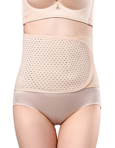 Aivtalk - Faja Abdominal de Posparto Cinturón Postparto Mujer Cinturón para Adelgazar Reducir el Dolor para Recuperar la Forma Transpirable y Ajustable - Beige