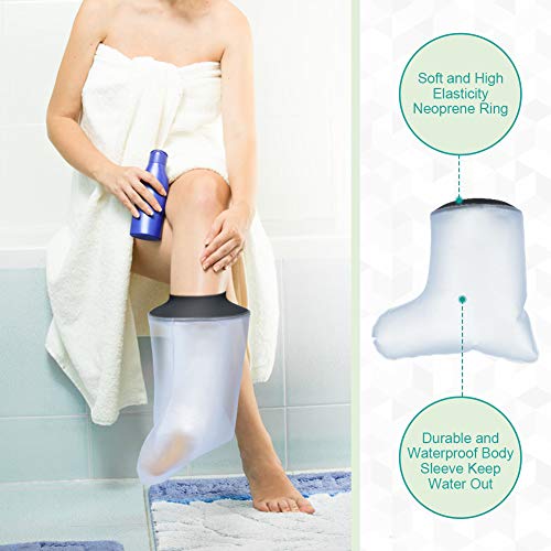 Akozon Cubierta de pie impermeable para adultos, resistentes al agua, para duchas, vendaje de escayola, para roto, lesiones de tobillo, recuperación de cirugía cuando se bañan para mujeres y hombres