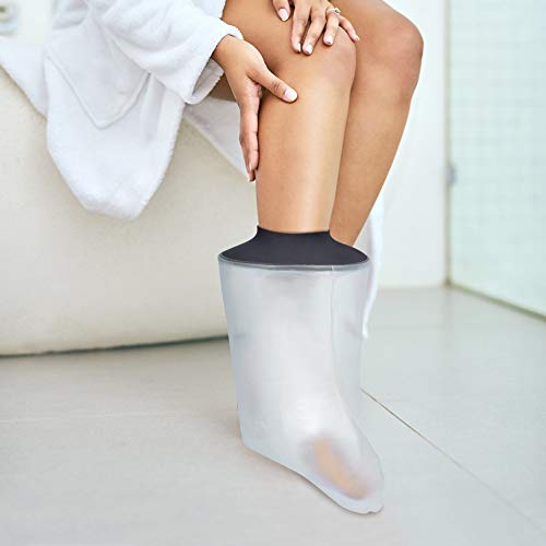 Akozon Cubierta de pie impermeable para adultos, resistentes al agua, para duchas, vendaje de escayola, para roto, lesiones de tobillo, recuperación de cirugía cuando se bañan para mujeres y hombres