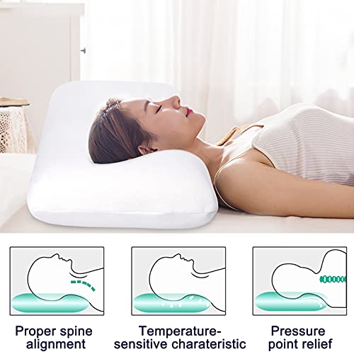 Almohada de espuma con memoria Pillo 70 x 40 cm, almohada transpirable con cremallera, almohada de apoyo para la columna cervical, almohada ortopédica para el dolor de cuello blanco, funda de almohada