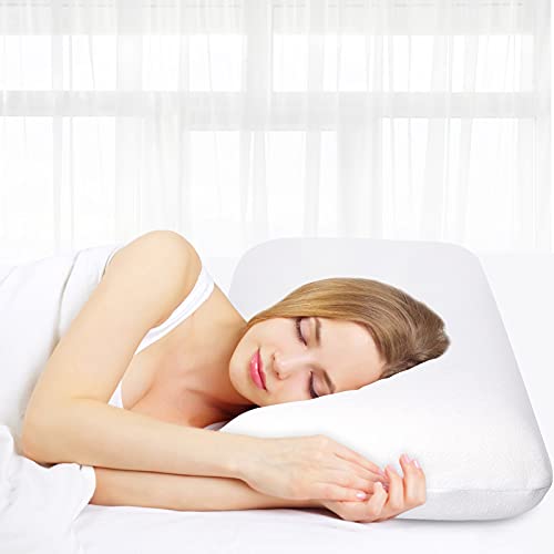 Almohada de espuma con memoria Pillo 70 x 40 cm, almohada transpirable con cremallera, almohada de apoyo para la columna cervical, almohada ortopédica para el dolor de cuello blanco, funda de almohada