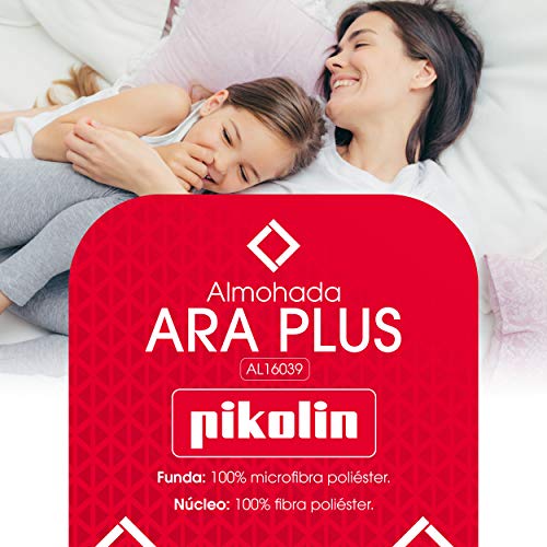 Almohada de Fibra PIKOLIN I para Dormir Boca Abajo y niños I Firmeza Baja I Funda Microfibra I Hipoalergénica, y Funcional I Ara Plus 90cm I (Todas Las Medidas)