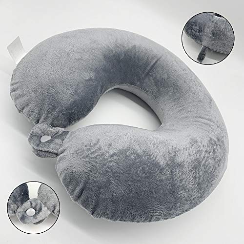 Almohada de viaje, cojín de apoyo para el cuello, de material termoelástico, producto de lujo, de color gris