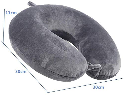 Almohada de viaje, cojín de apoyo para el cuello, de material termoelástico, producto de lujo, de color gris