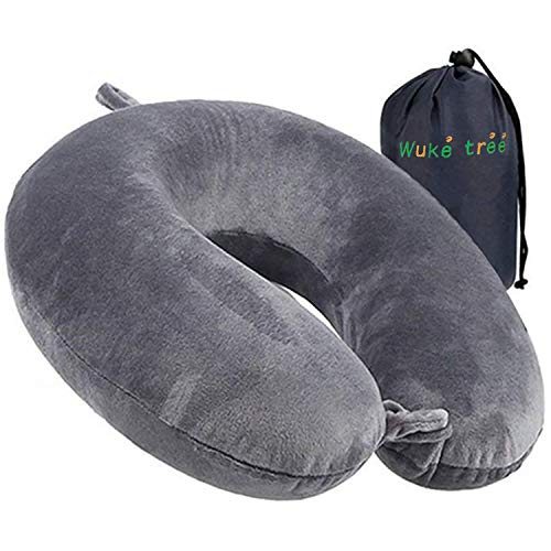 Almohada de viaje, cojín de apoyo para el cuello, de material termoelástico, producto de lujo, de color gris