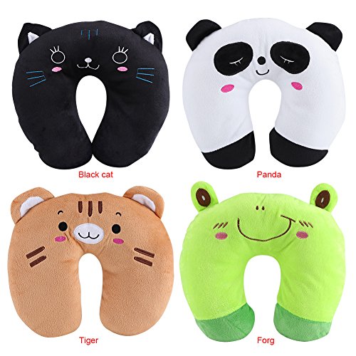 Almohada de Viaje con Forma de Animales dormidos Cojín de Descanso para el Cuello Cojín de Almohada en U para Tren de automóvil Soporte de avión, mentón y Cuello para niños Adultos(Panda)