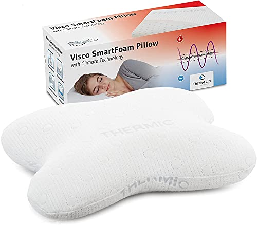 Almohada ergonómica ACAMAR | para Dormir de Lado y en posición fetal | Almohada Cervical de Espuma viscoelástica con Funda termorregulante | 55x47x12 cm | Fabricada en España