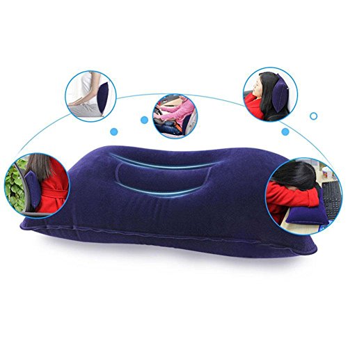 Almohada inflable ultraligero, paquete de 2 almohadas flocadoras almohadilla cojín de aire Soporte de sueño de viaje para viajes al aire libre Acampar senderismo playa mochilero Oficina del coche del