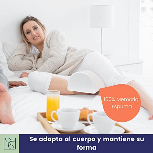 Almohada piernas Dormir, Embarazo - Cojín de Rodilla de dureza Media, de Espuma viscoelástica, Funda Suave Oeko-Tex - Premium Almohada Rodilla, cojin Lumbar, Almohada Cervical de DYNMC YOU - Blanco