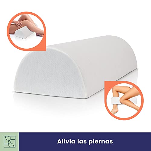 Almohada piernas Dormir, Embarazo - Cojín de Rodilla de dureza Media, de Espuma viscoelástica, Funda Suave Oeko-Tex - Premium Almohada Rodilla, cojin Lumbar, Almohada Cervical de DYNMC YOU - Blanco