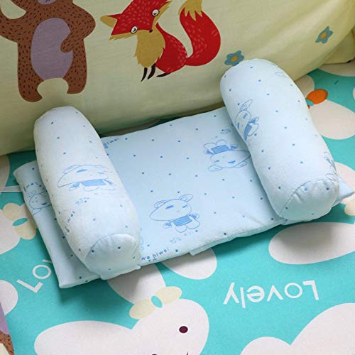 Almohada transpirable para bebé, para cuna de viaje(blue), Baby Pillow 11 * 6.7 * 0.8in, Almohada para dormir para bebés para corregir y ajustar la postura para dormir del bebé