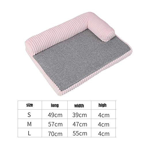 Almohadillas De Cama Para Perros Grandes De Lujo Espuma Viscoelástica Sólida De 4 Cm De Rebote Lento De Alta Elasticidad Almohadilla Para Jaulas Para Perros Desmontable Y Lavable Para Mascotas,Pink-S