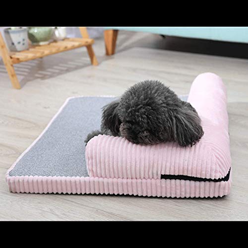 Almohadillas De Cama Para Perros Grandes De Lujo Espuma Viscoelástica Sólida De 4 Cm De Rebote Lento De Alta Elasticidad Almohadilla Para Jaulas Para Perros Desmontable Y Lavable Para Mascotas,Pink-S