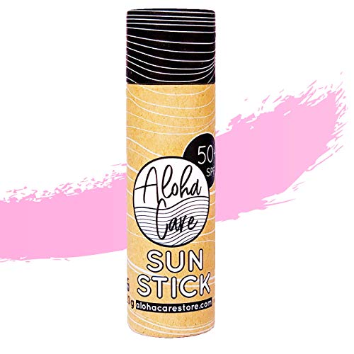 Aloha Sun Stick SPF 50+ | Protector solar mineral teñido para el surf | Tubo de papel ecológico (rosa)