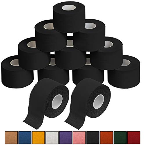 ALPIDEX 12 x Cinta Adhesiva Deportiva 3,8 cm x 10 m Sport Tape, Color:Negro