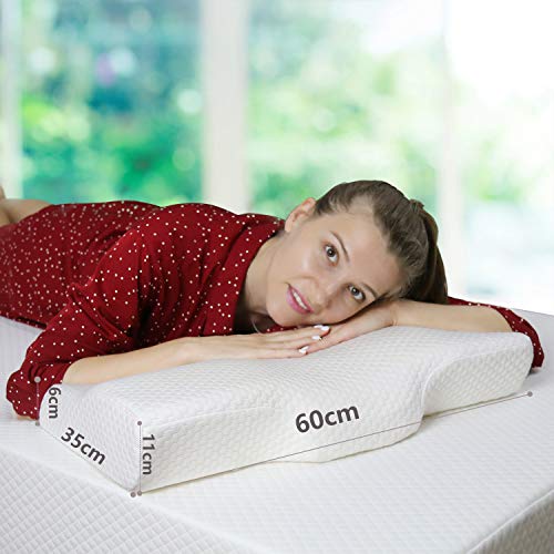 Amazon Basics - Almohada de espuma con memoria de contorno con soporte para el cuello - 60 x 35 x 11/6 cm