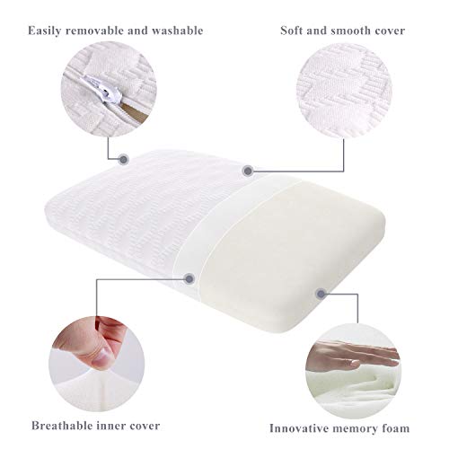 Amazon Basics - Almohada de viaje pequeña de espuma con memoria, 42 x 24 x 12 cm