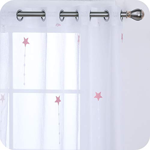 Amazon Brand - Umi Cortinas Translucidas Decorativas con Motivos Lluvia de Meteoros con Ojales 2 Piezas 140x175cm Rosa