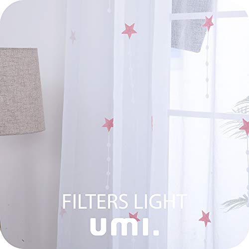 Amazon Brand - Umi Cortinas Translucidas Decorativas con Motivos Lluvia de Meteoros con Ojales 2 Piezas 140x175cm Rosa