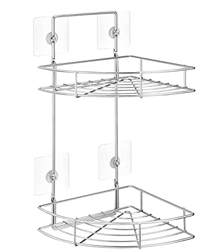 Amazon Brand – Umi Estanteria Ducha sin Taladros Estante Ducha de Esquina Aluminio Espacial Ajustables, Estantería Baño de Esquina con Autoadhesivo, Rinconera Estante Baño sin Taladros