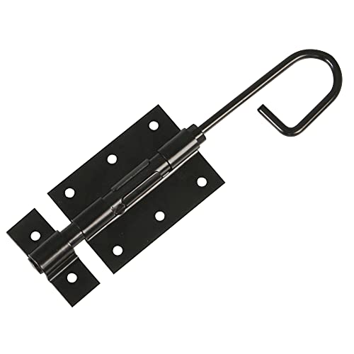 Amig - Pasador Vertical de Sobreponer Negro de Acero Ideal para Colocar como Pestillo en Puertas de Paso y Entrada - 250 x 80 x Ø5,5 mm · Incluye Tornillos