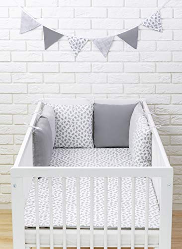 Amilian Protector de bordes para cuna de bebé, suave, protección para los bordes de la cuna, 210 cm, para parque de juegos, cama infantil, cojín para habitación infantil (Design64)