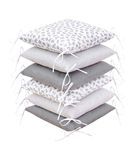 Amilian Protector de bordes para cuna de bebé, suave, protección para los bordes de la cuna, 210 cm, para parque de juegos, cama infantil, cojín para habitación infantil (Design64)