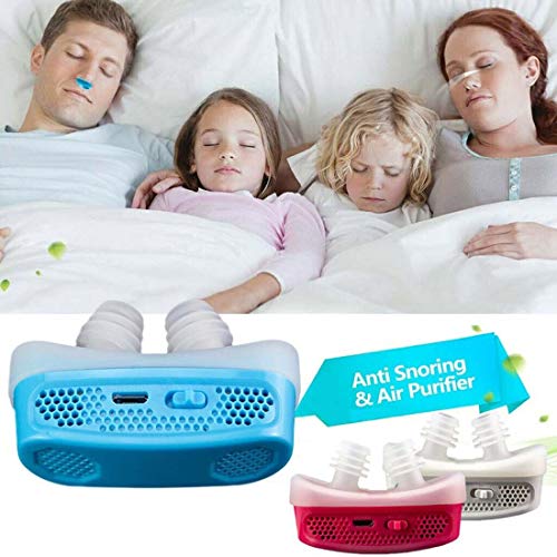 Amzaqe Anti-snoring El Dispositivo electrónico Anti-ronquido Mini CPAP para la apnea del sueño Detiene el ronquido Ayuda a Dejar de Fumar Blue