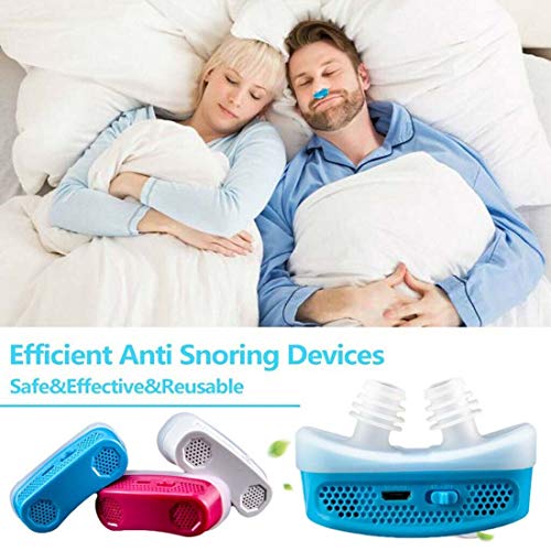 Amzaqe Anti-snoring El Dispositivo electrónico Anti-ronquido Mini CPAP para la apnea del sueño Detiene el ronquido Ayuda a Dejar de Fumar Blue