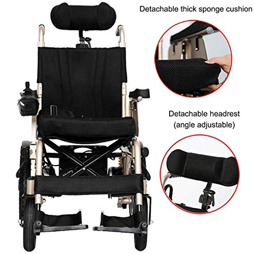 Ancianos Discapacitados Silla de Ruedas Eléctrica de Servicio Pesado, Silla de Ruedas Motorizada Plegable 250W * 2 Ancho del Asiento del Motor Doble 45Cm 360 ° Joystick Adaptarse a una Variedad de Pa