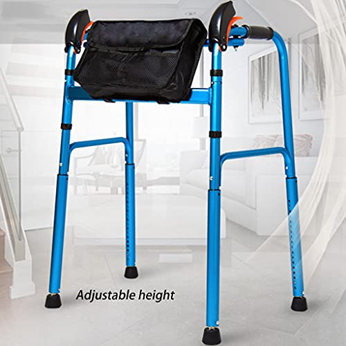 Andaderas Walker Multifuncional Plegable Adulto Anciano Caminante Escalada Cuesta abajo Ayuda para caminar con bastidor Muletas de 4 patas Altura ajustable 76-96cm Dispositivo de asistencia para ancia