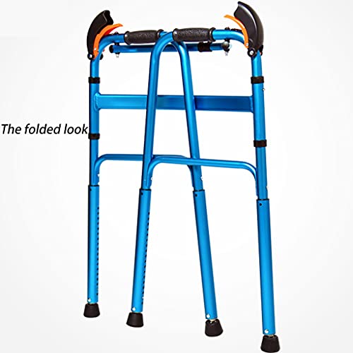 Andaderas Walker Multifuncional Plegable Adulto Anciano Caminante Escalada Cuesta abajo Ayuda para caminar con bastidor Muletas de 4 patas Altura ajustable 76-96cm Dispositivo de asistencia para ancia