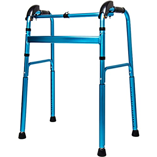 Andaderas Walker Multifuncional Plegable Adulto Anciano Caminante Escalada Cuesta abajo Ayuda para caminar con bastidor Muletas de 4 patas Altura ajustable 76-96cm Dispositivo de asistencia para ancia