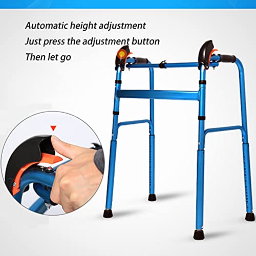 Andaderas Walker Multifuncional Plegable Adulto Anciano Caminante Escalada Cuesta abajo Ayuda para caminar con bastidor Muletas de 4 patas Altura ajustable 76-96cm Dispositivo de asistencia para ancia