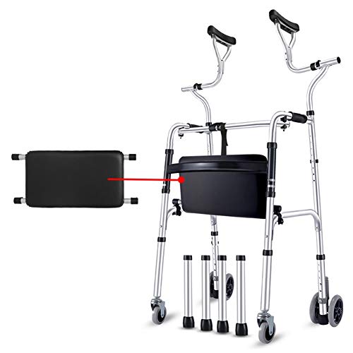 Andador Andadores para Ancianos Andador para personas de la tercera edad con soporte axilar, muleta plegable de aluminio para trabajo pesado con ruedas, andador vertical de pie para personas altas, ca