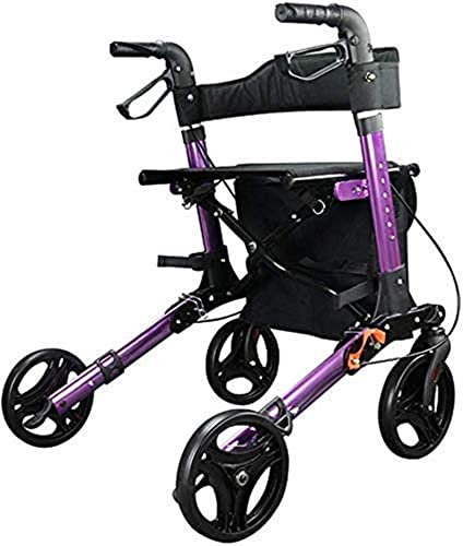 Andador con Ruedas portátil, Dispositivo Auxiliar motorizado, Andador con Ruedas móvil con Asiento para Ancianos, Andador de aleación de Aluminio con 4 Ruedas Regulables en Altura