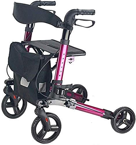 Andador con Ruedas portátil, Dispositivo Auxiliar motorizado, Andador con Ruedas móvil con Asiento para Ancianos, Andador de aleación de Aluminio con 4 Ruedas Regulables en Altura